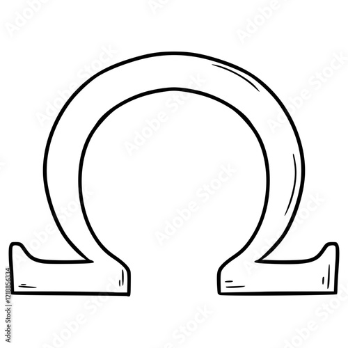 omega or ohm icon illustration hand drawn outline vector