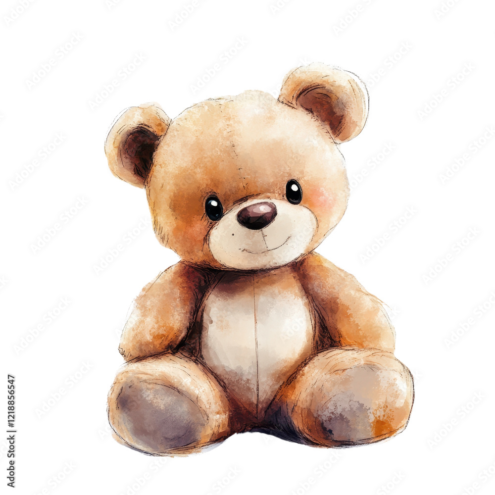 Obraz premium A cute teddy bear plush toy sitting adorably, perfect for children's rooms and gifts., isolated on a transparent background.