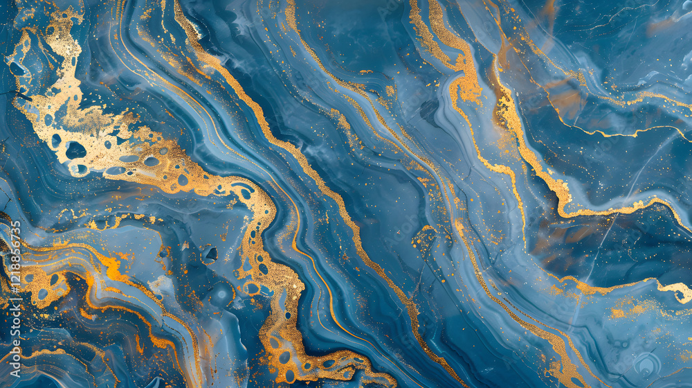 Blue and gold marble texture background, generative ai Blue and gold marble texture background, generative ai