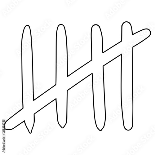 tally marks illustration hand drawn outline vector