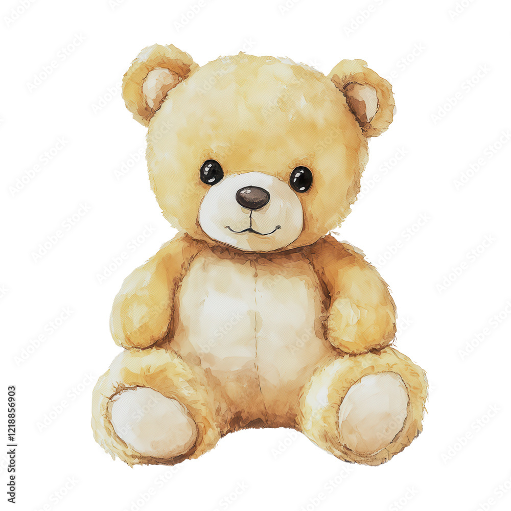Obraz premium A cute teddy bear with a friendly smile, perfect for children's rooms and gifts., isolated on a transparent background.