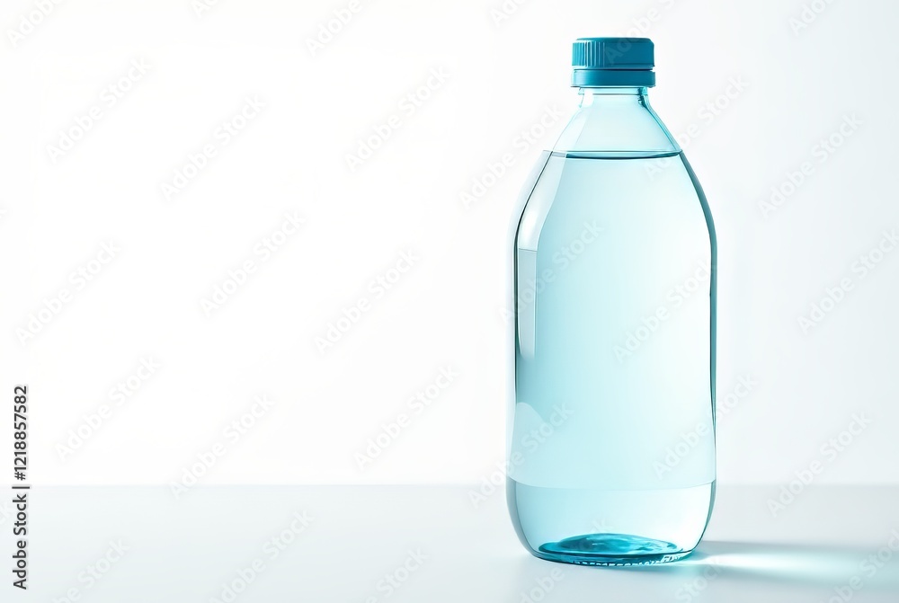 Naklejka premium Sparkling Glass Water Bottle, High-Quality Image