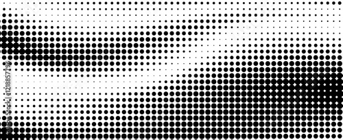 Grunge halftone gradient background. Faded grit noise texture. White and black sand wallpaper. Retro pixelated backdrop. Anime or manga style comic overlay. Vector