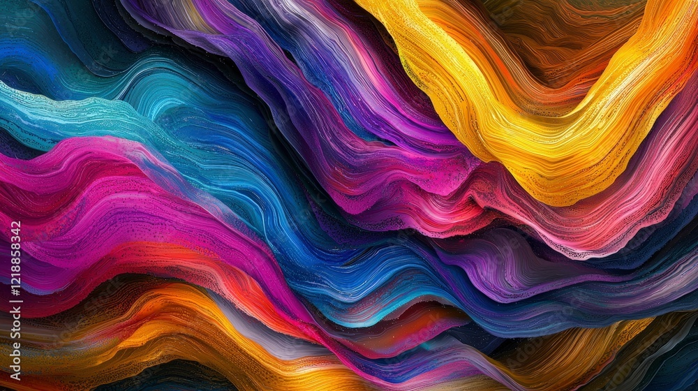 Fototapeta premium Colorful Abstract Waves of Paint Blending Together in Harmony
