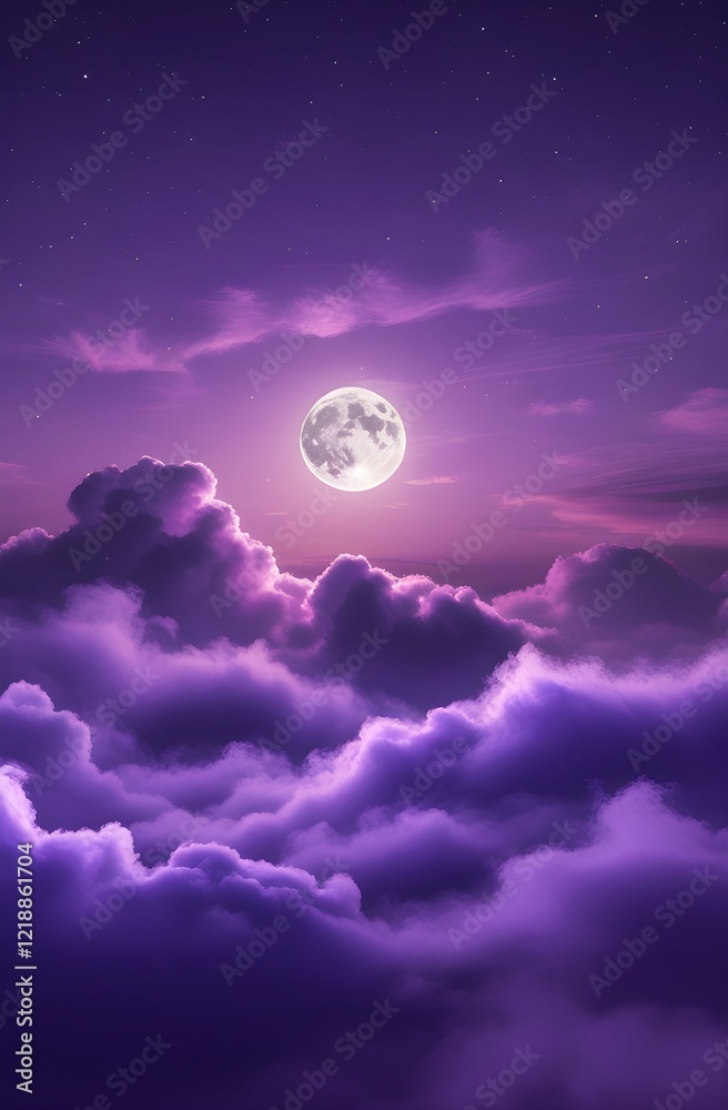 Purple gradient mystical moonlight sky with clouds and stars phone background wallpaper Purple gradient mystical moonlight sky with clouds and stars phone background wallpaper