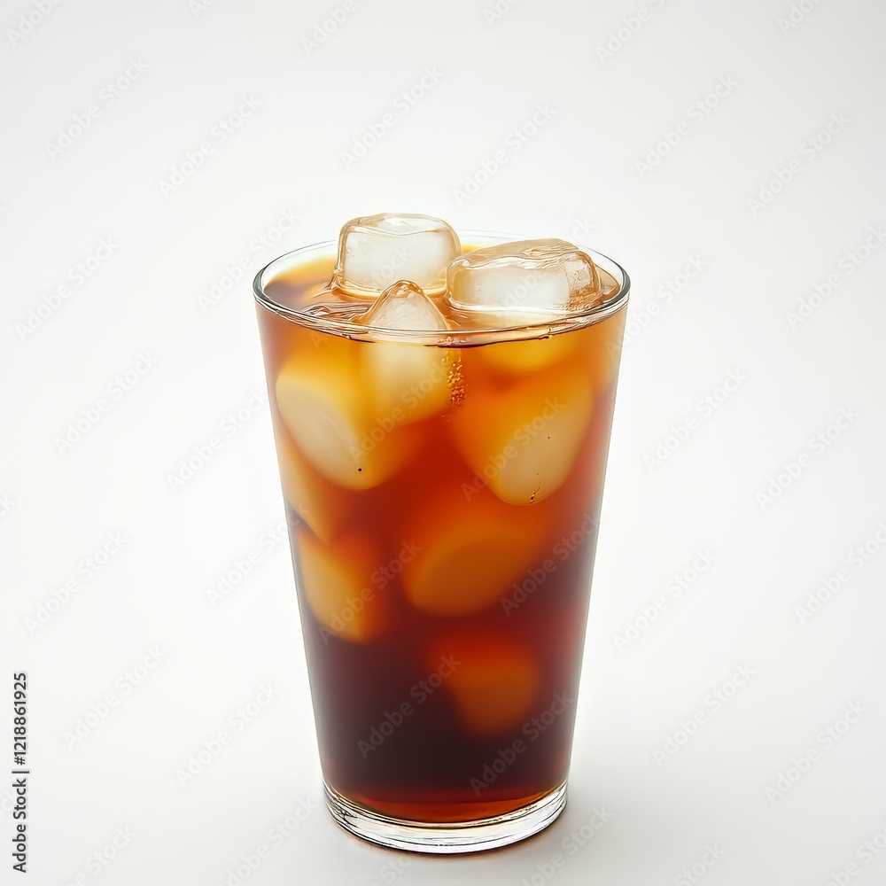 Iced Coffee Glass Closeup - Refreshing Cold Brew Iced Coffee Glass Closeup - Refreshing Cold Brew