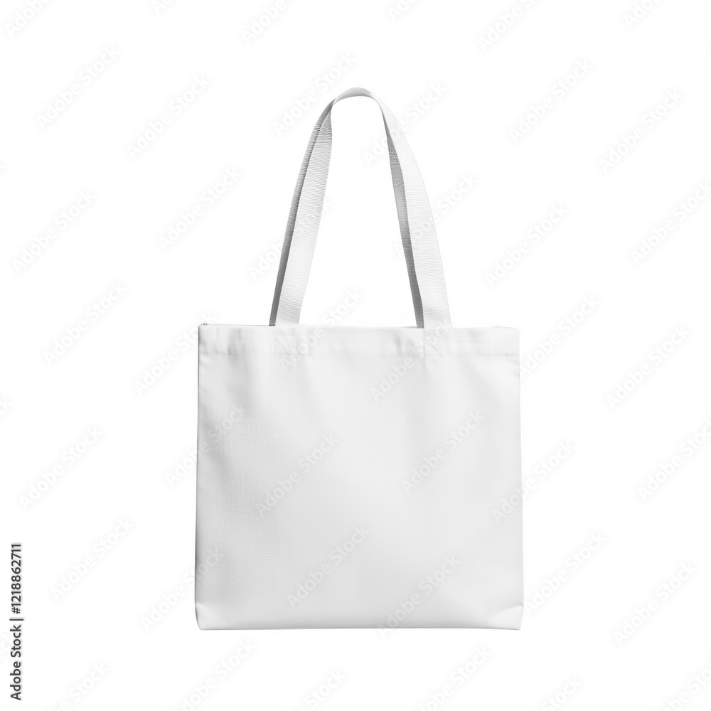 A simple white tote bag ready for personalization or everyday use. A simple white tote bag ready for personalization or everyday use.