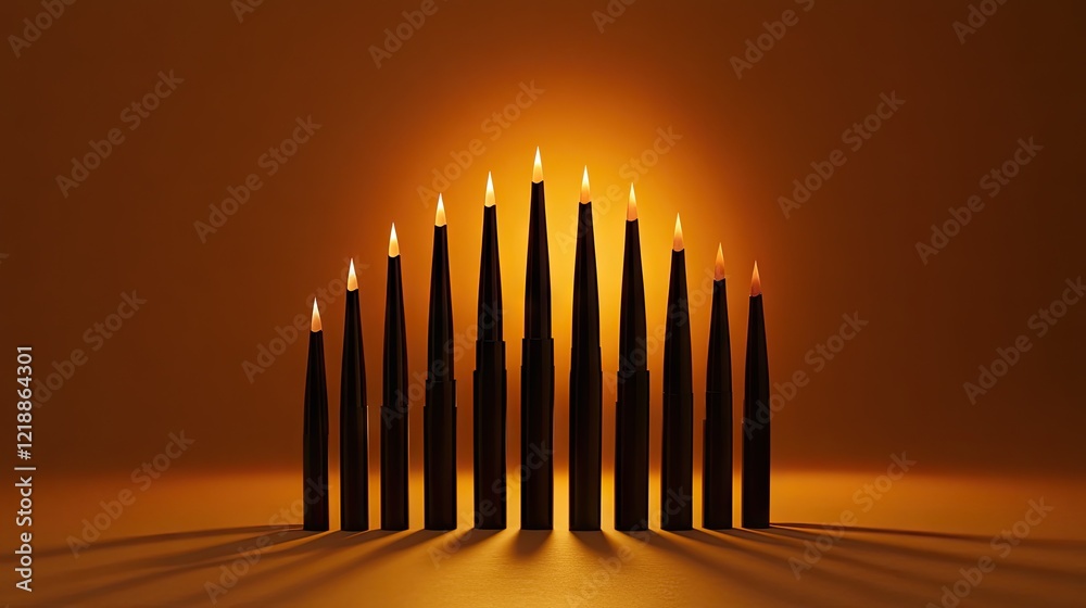 A minimalist arrangement of eyeliner applicators with precision tips glowing under soft light. A minimalist arrangement of eyeliner applicators with precision tips glowing under soft light.