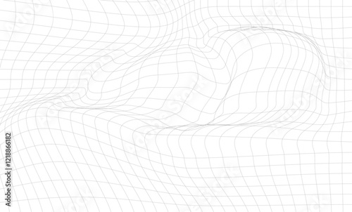 Distorted square grid warped mesh texture on white