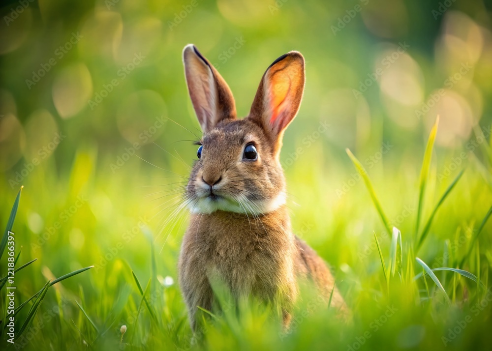 Fototapeta premium Brown Rabbit in Tall Grass Minimalist Photography