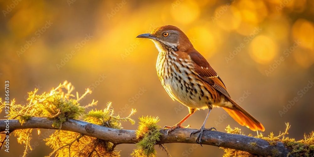 Fototapeta premium Brown Thrasher on Branch - Conceptual Photography
