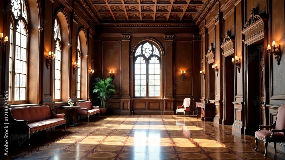 Obraz premium Antique Church Hall Lobby - Elegant Interior Design