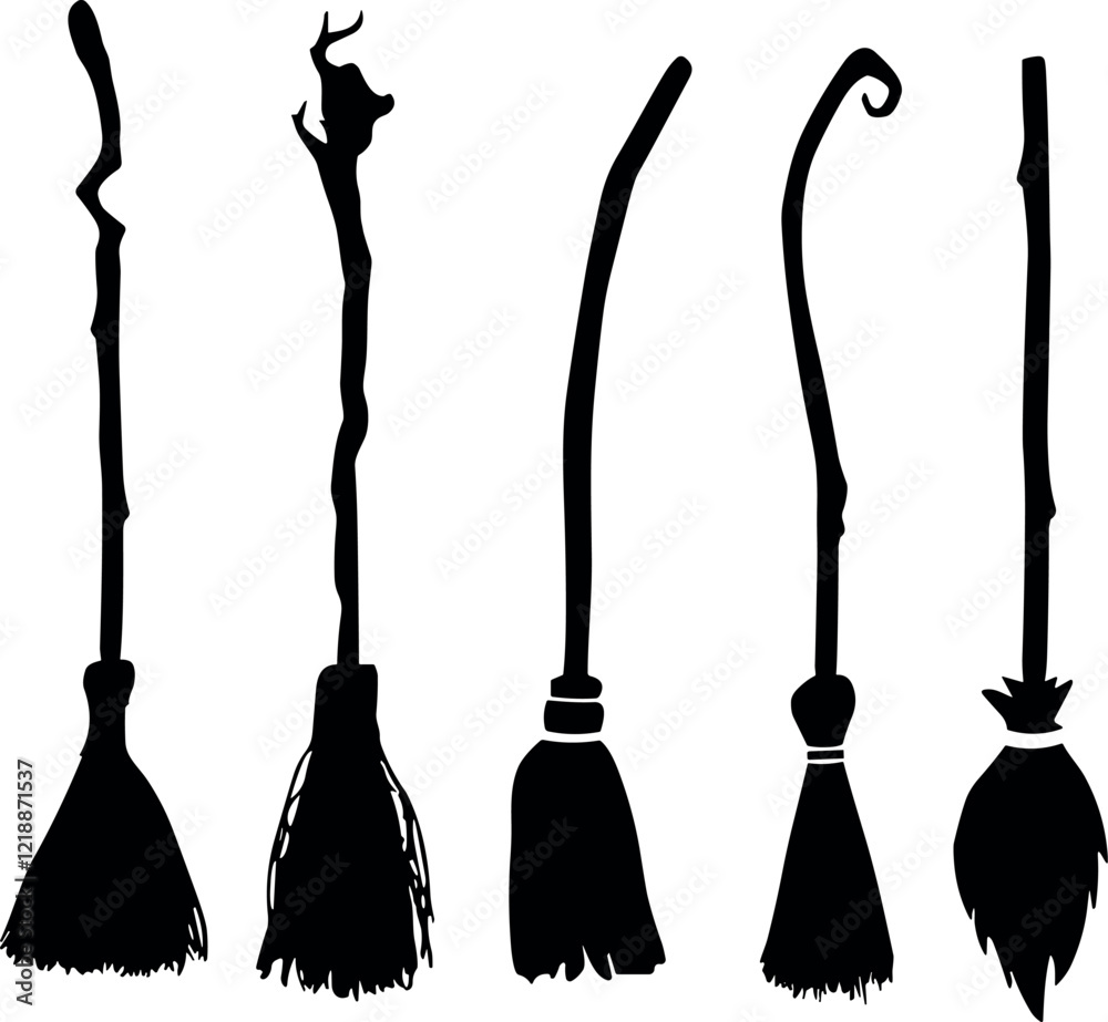 witch's broom pack design art vector
