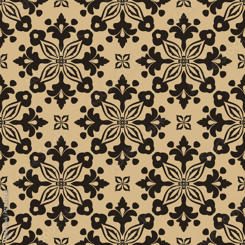 Vector damask seamless pattern with Ornamental Motifs for Decor Design.