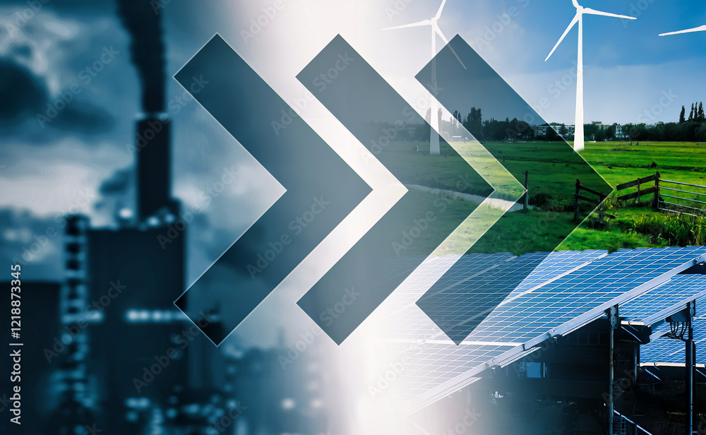 Fototapeta premium energy transition from fossil fuel to green energy