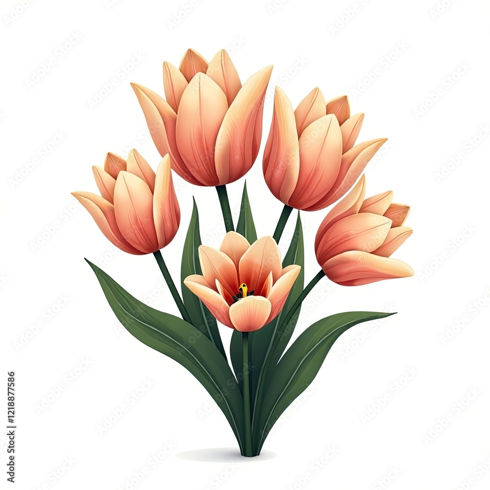 Fototapeta premium An isometric depiction of tulip bouquet icon