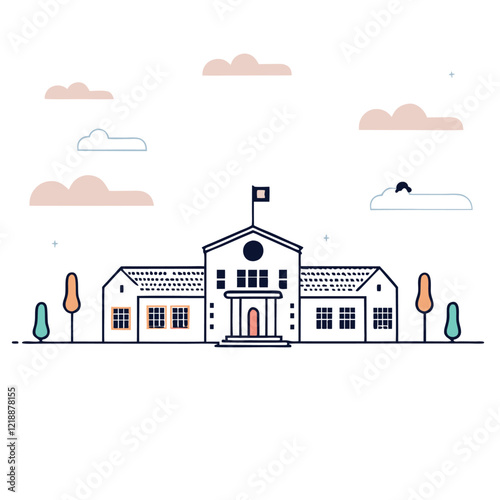 School building minimalist icon black silhouette 