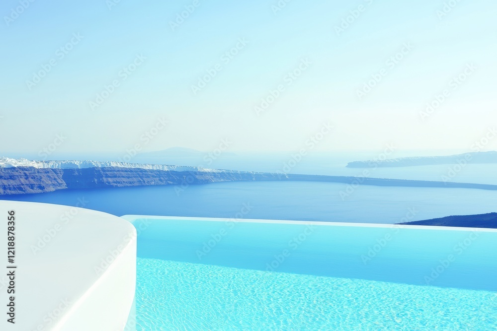 Fototapeta premium Stunning Luxurious Infinity Pool Overlooking the Calm Ocean Horizon