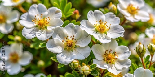 Closeup Abbotswood Cinquefoil, Dutch Garden Spring