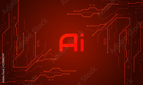 Artificial Intelligence ,AI chipset on circuit board, futuristic Technology Concept	
