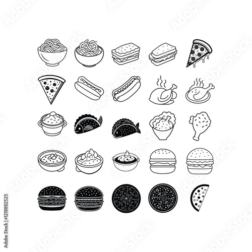 "Delicious Food Vector Illustration Pack – Burgers, Pizza, and More"

