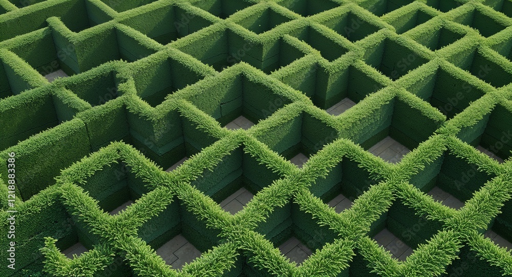 Fototapeta premium Maze like hedge patterns offering creative layouts for green landscapes