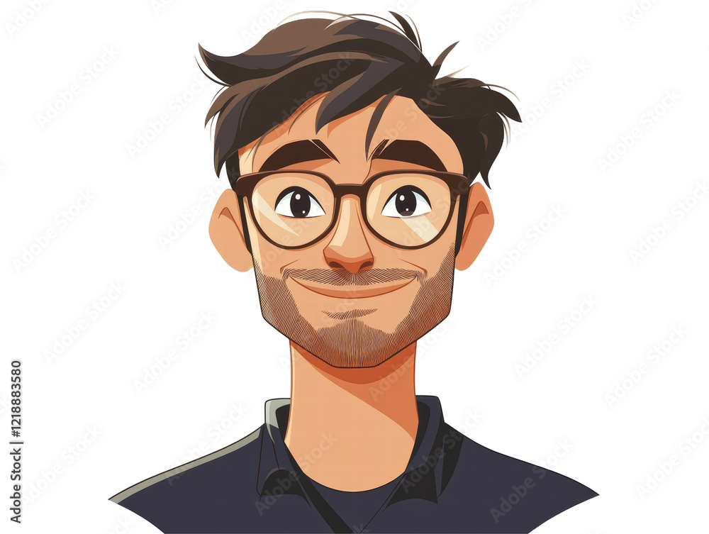Isolated Cartoon Man with Glasses and Beard Isolated Cartoon Man with Glasses and Beard