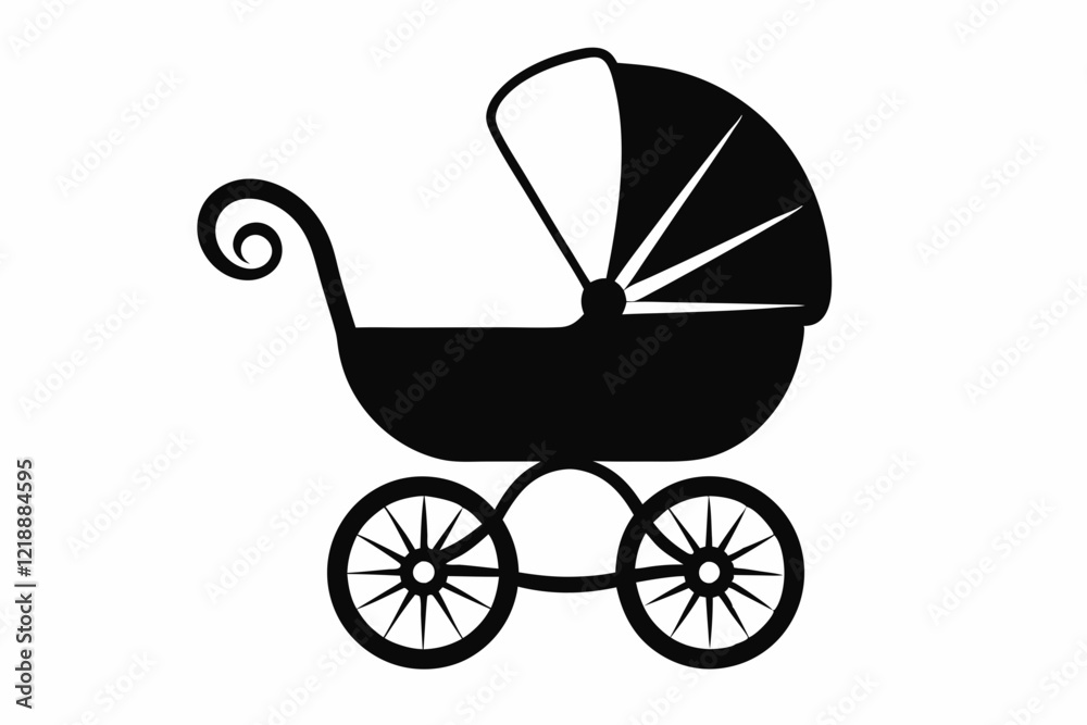 baby carriage line art silhouette vector illustration baby carriage line art silhouette vector illustration