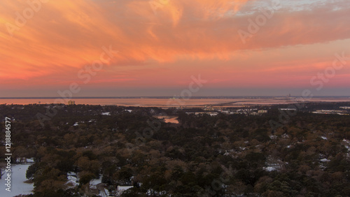 Southern Alabama winter sunrise after snowfall photo