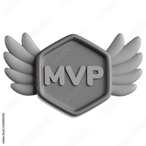 MVP Award Badge with Wings 3D Icon