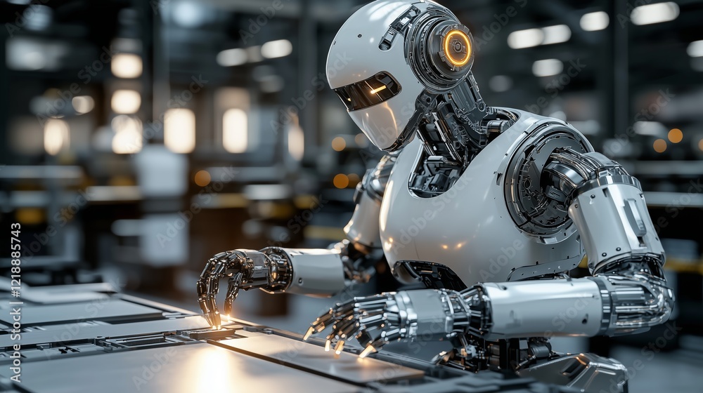 Fototapeta premium Prototype Manufacturing by High-Tech Neon Robot