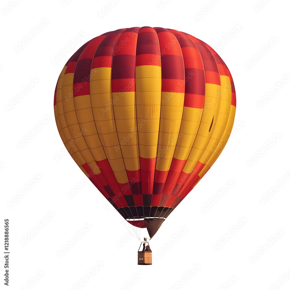 Fototapeta premium Colorful Hot Air Balloon with Horizontal Stripes - Aerial Adventure Experience.