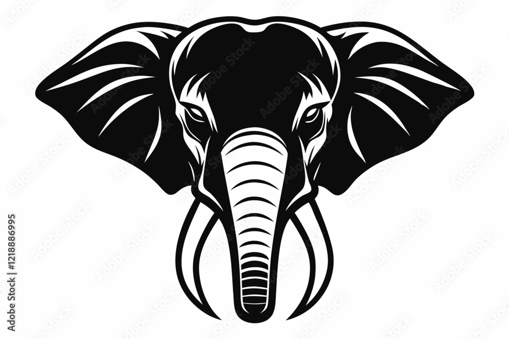 elephant head line art silhouette vector illustration elephant head line art silhouette vector illustration
