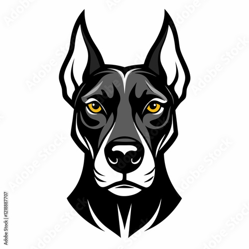 Great Dane head logo vector black animal silhouette on white background