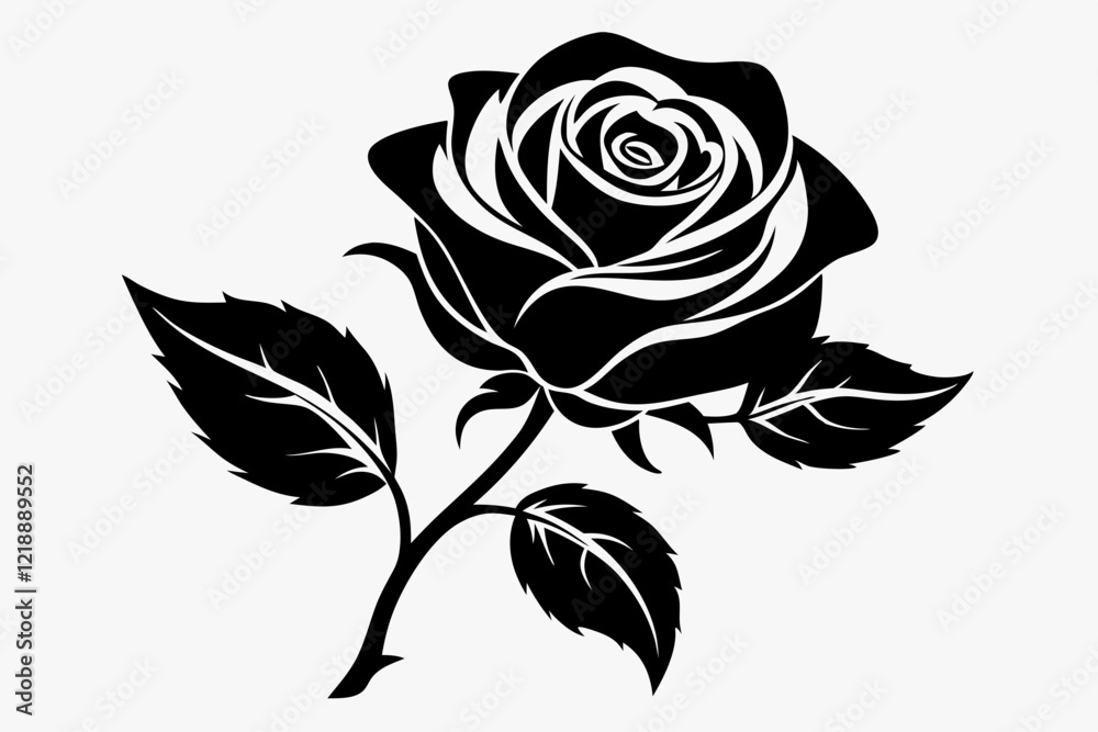 rose line art silhouette vector illustration rose line art silhouette vector illustration