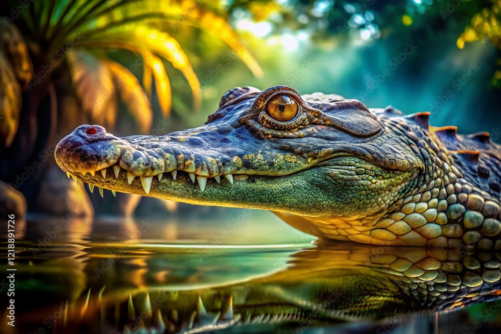 Fototapeta premium Crocodile in Water - Realistic AI Photo, Wildlife Photography Background