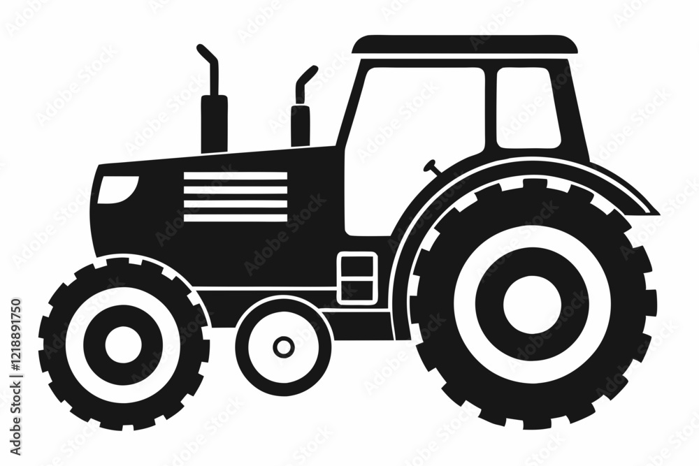 Obraz premium tractor line art silhouette vector illustration