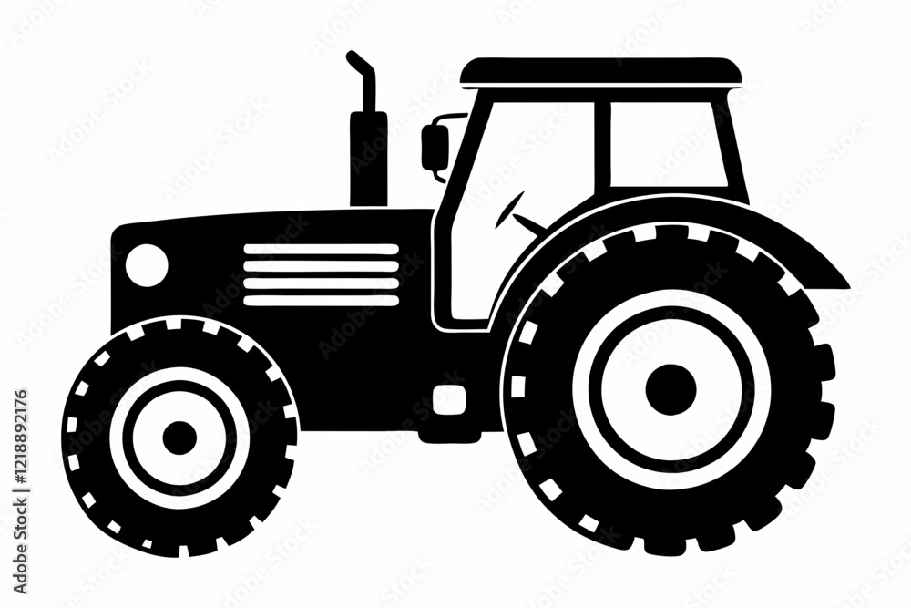 Obraz premium tractor line art silhouette vector illustration