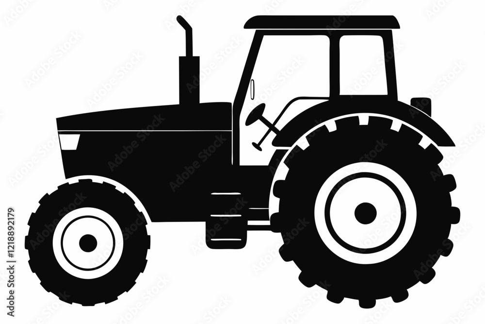 Obraz premium tractor line art silhouette vector illustration