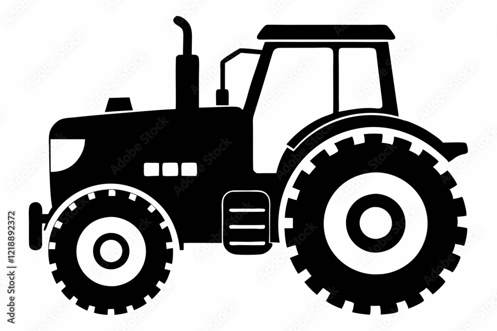 Obraz premium tractor line art silhouette vector illustration
