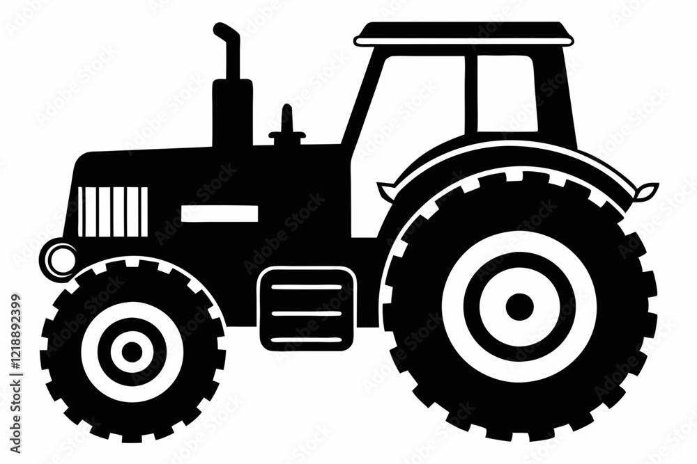 Obraz premium tractor line art silhouette vector illustration