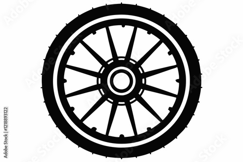 wheel line art silhouette vector illustration