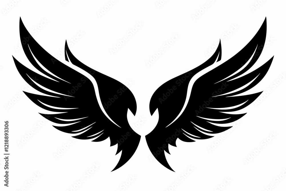 wings line art silhouette vector illustration wings line art silhouette vector illustration