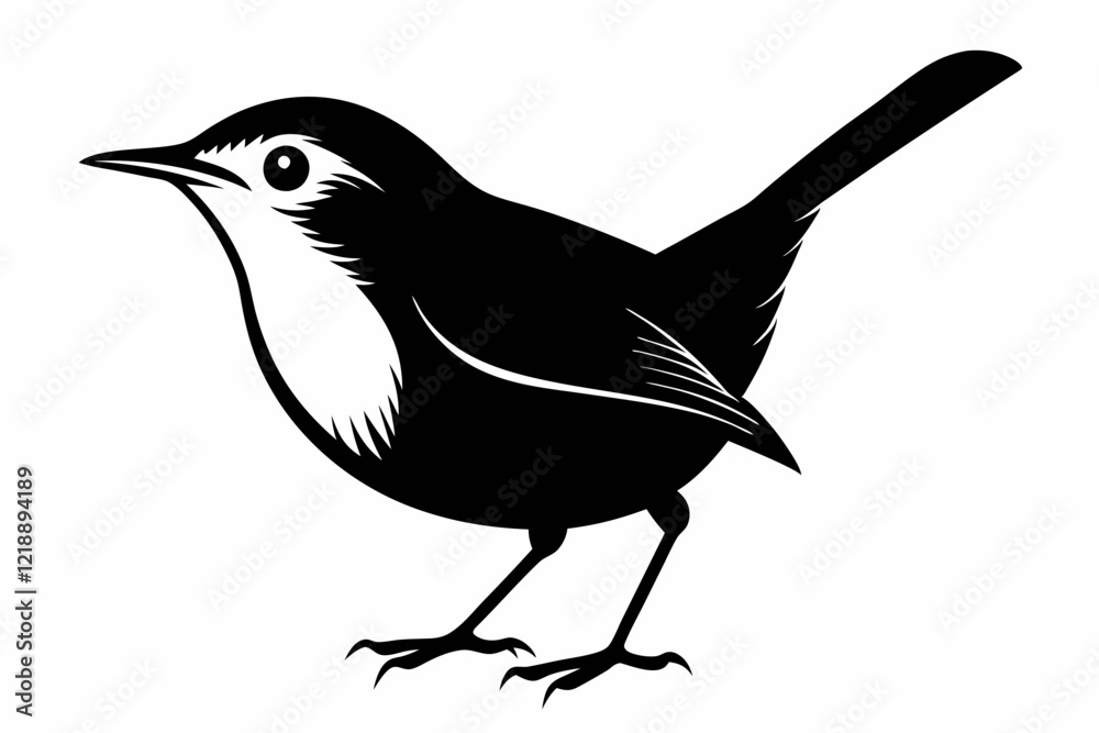 Obraz premium wren bird line art silhouette vector illustration