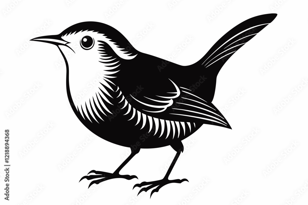 Obraz premium wren bird line art silhouette vector illustration