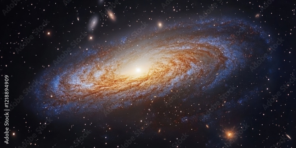 Obraz premium The role of dark matter in galaxies: Explore the mysterious substance that makes up much of the mass of galaxies and its impact on their rotation and formation 
