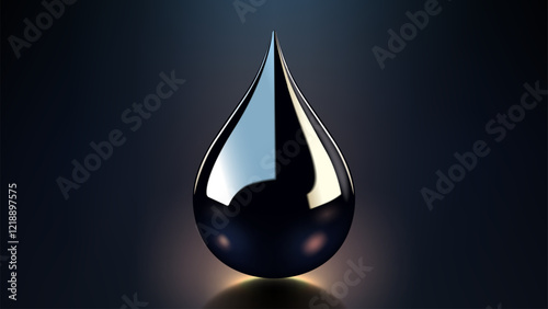 High Quality Crude Oil Drop Isolated on Dark Background, Shiny Droplet, Different From Similar Vector, Vector Illustration