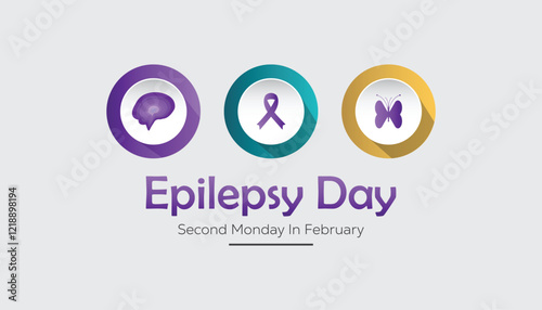 February is International Epilepsy Day. Vector template Design for banner, greeting card, poster, prints, social media post ,flyer , T shirt with background.