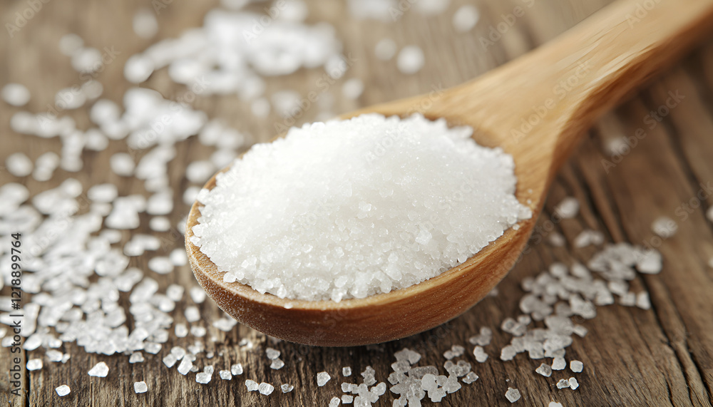 Sugar on wooden table. Selective focus Sugar on wooden table. Selective focus