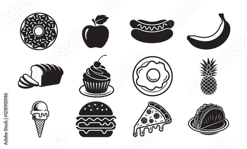 Set Of Food Silhouettes,  Food Silhouette Collection.